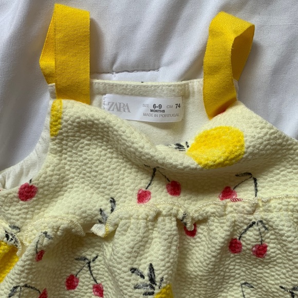Zara Yellow Lemon and Cherry Dress Size: 6-9 months - Picture 3 of 4